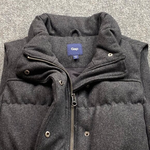 Gap Vest Womens XS Gray Puffer Down-Filled Wool-Blend Full Zip with Snap Preppy - Picture 5 of 13
